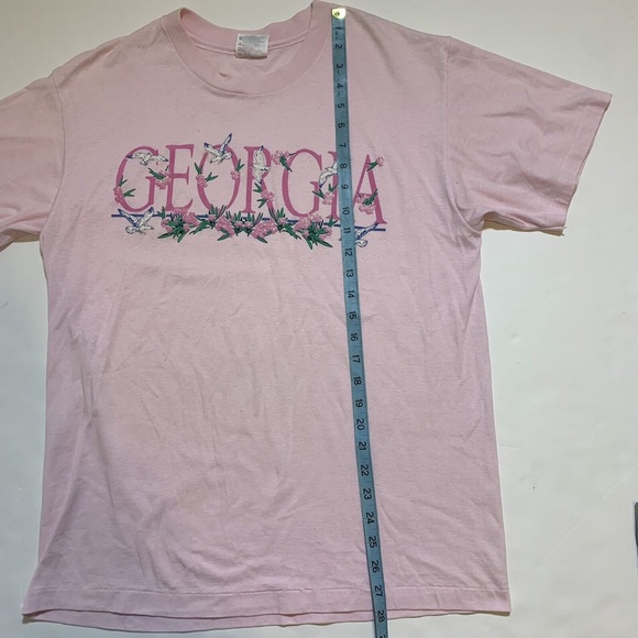 Vintage 90s Georgia Single Stitch Hanes 50/50 Made in USA Pink T-Shirt Medium - Picture 11 of 12